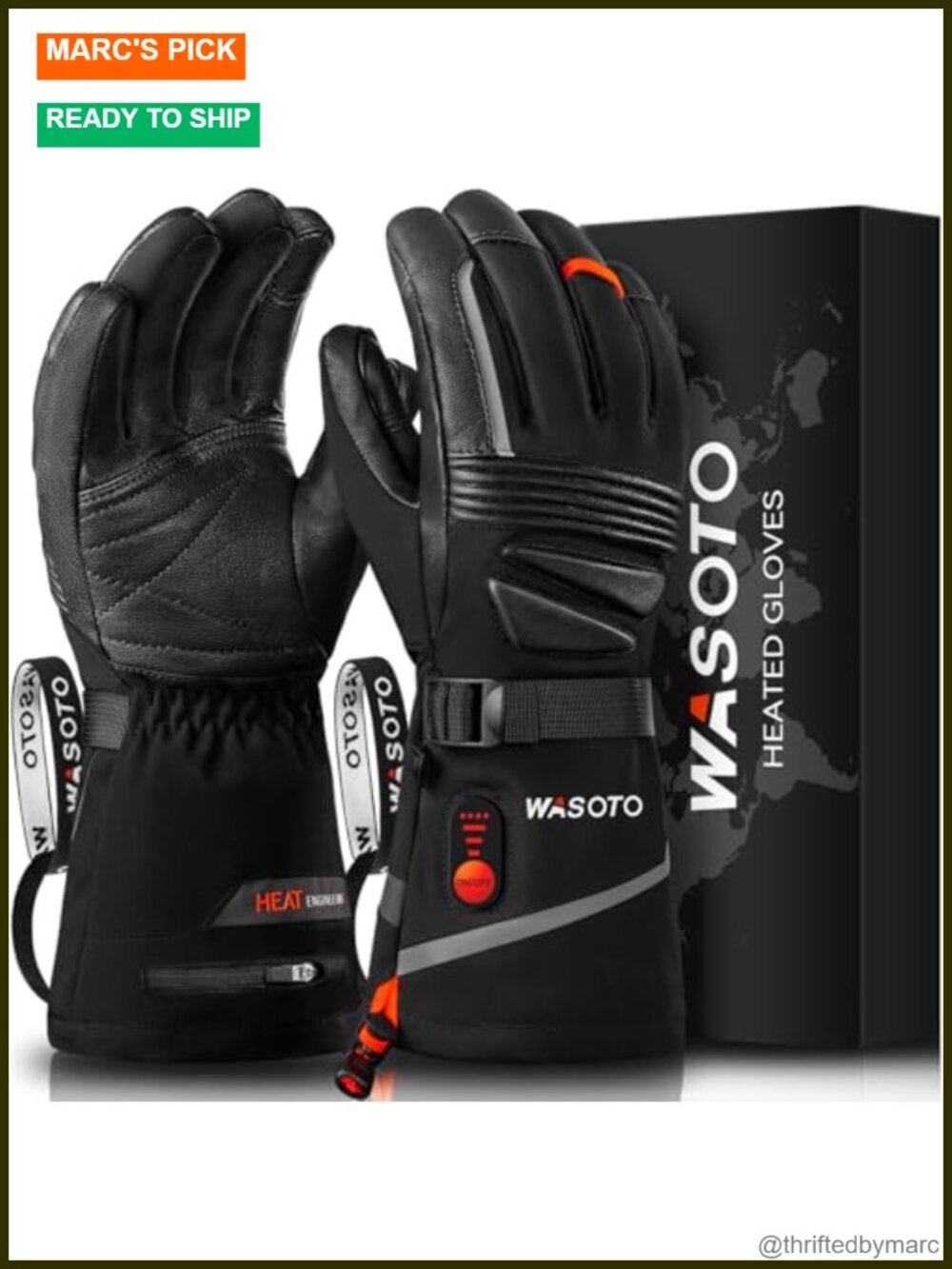 Leather Heated Ski Gloves Rechargeable Touchscreen Winter